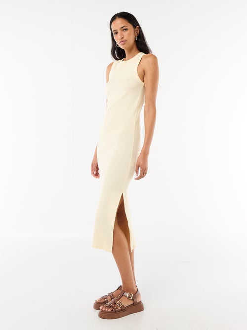 Robe midi côtelée sans manches - Kiabi