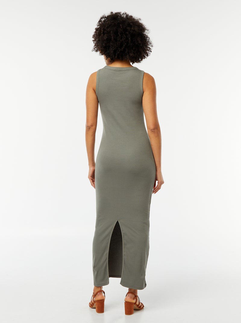 Robe midi côtelée sans manches Vert - Kiabi