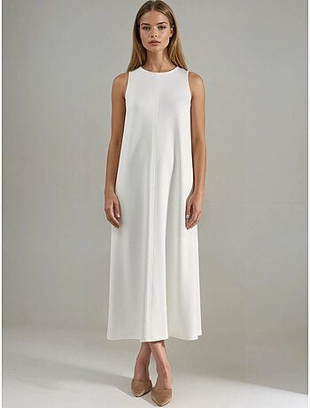 Robe midi coupe décontractée à col rond