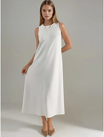 Robe midi coupe décontractée à col rond