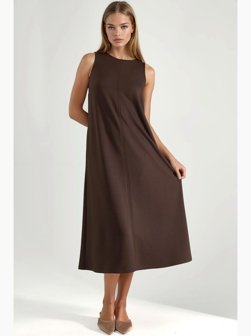 Robe midi coupe décontractée à col rond hiccup Marron foncé - Kiabi