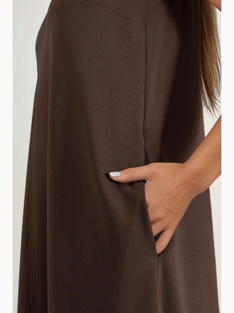 Robe midi coupe décontractée à col rond hiccup Marron foncé - Kiabi