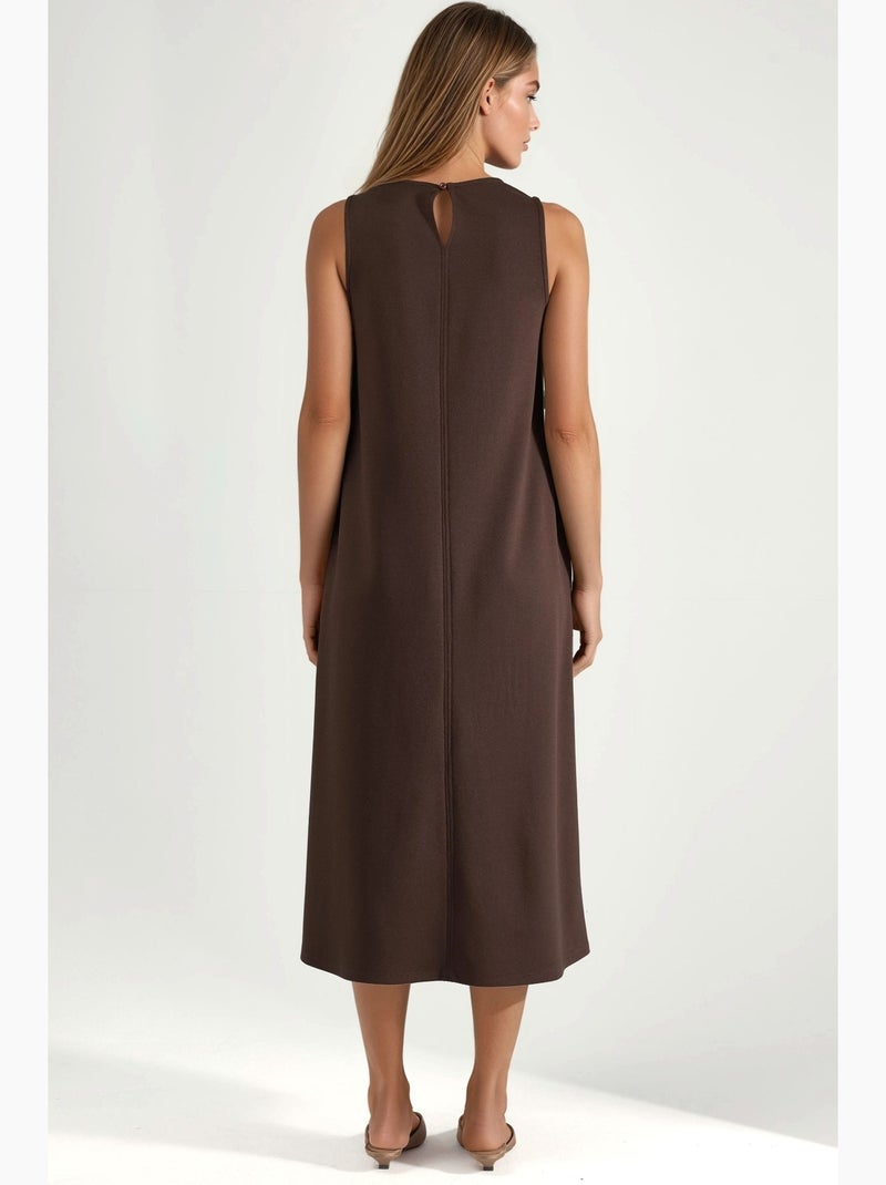 Robe midi coupe décontractée à col rond hiccup Marron foncé - Kiabi