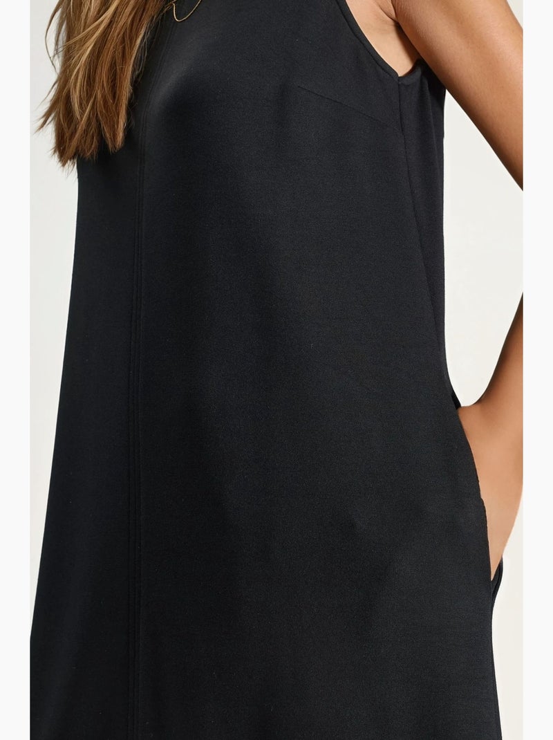 Robe midi coupe décontractée à col rond hiccup Noir - Kiabi