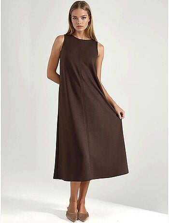 Robe midi coupe décontractée à col rond