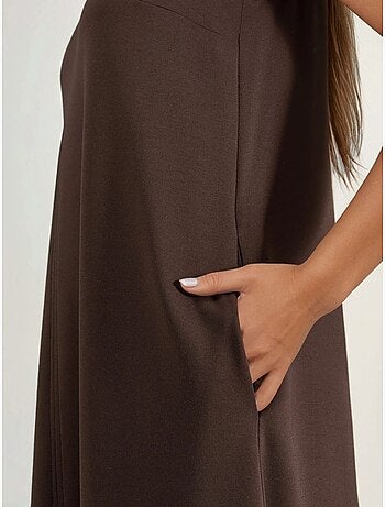 Robe midi coupe décontractée à col rond