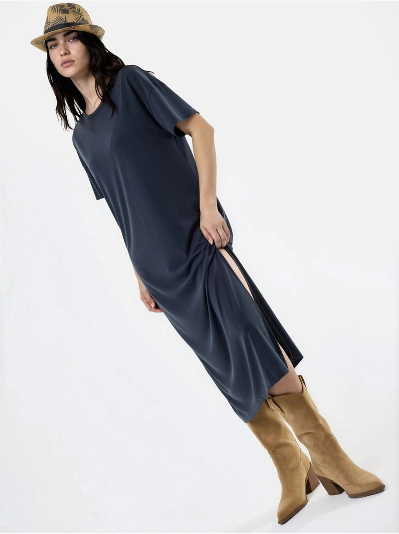 Robe midi coupe décontractée Gris foncé - Kiabi