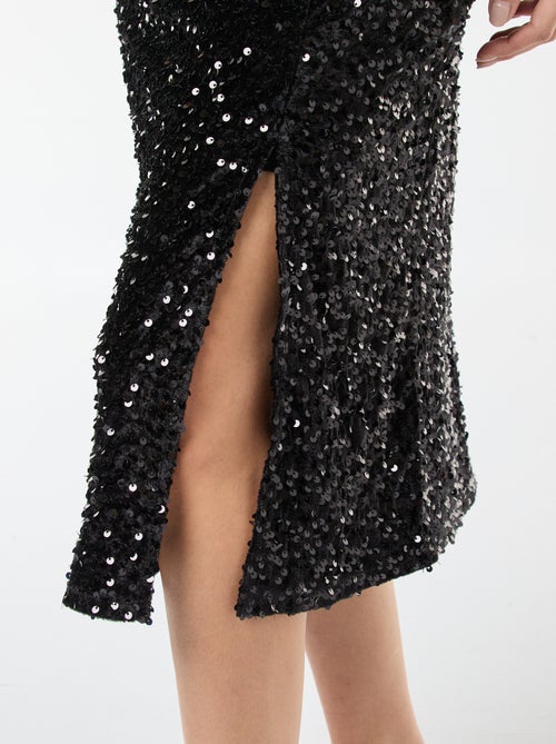 Robe midi de maternité col rond en sequins uni - Kiabi