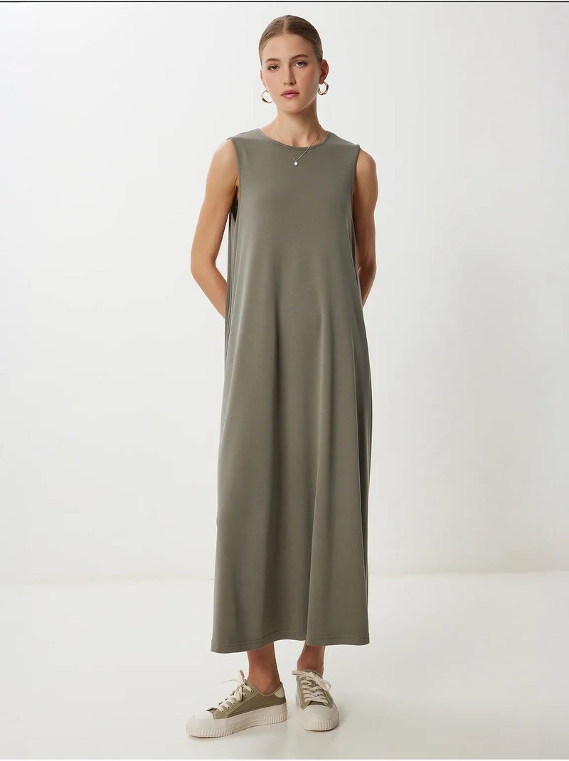 Robe midi décontractée et ample avec poches istanbul Kaki - Kiabi