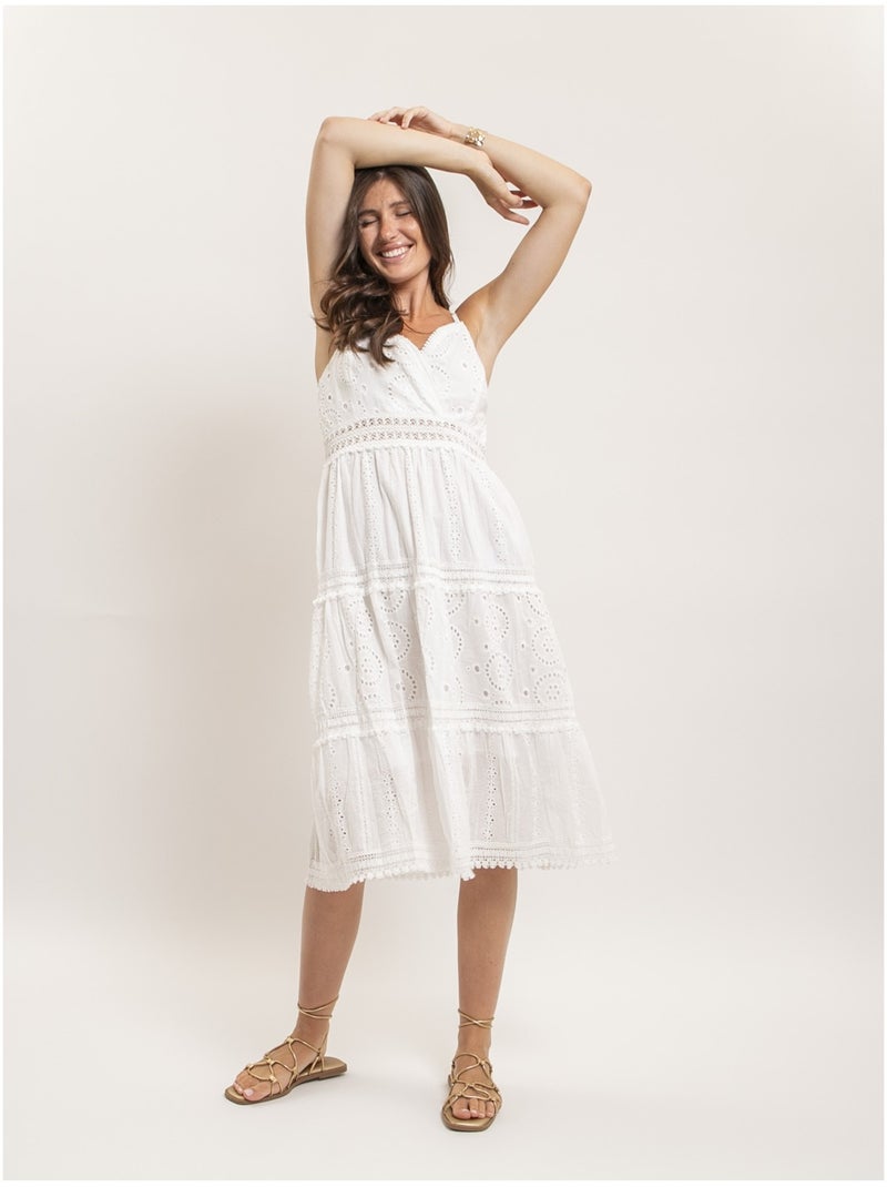 Robe midi dentelle ILOE Blanc - Kiabi