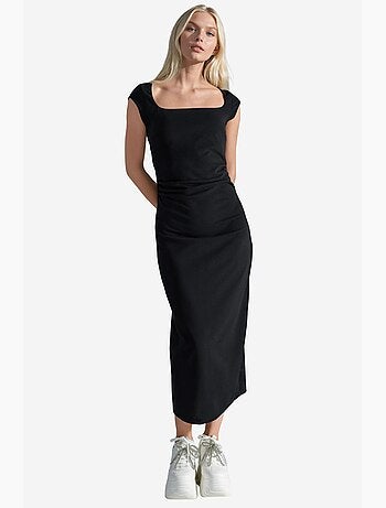 Robe midi drapée sans manches busem