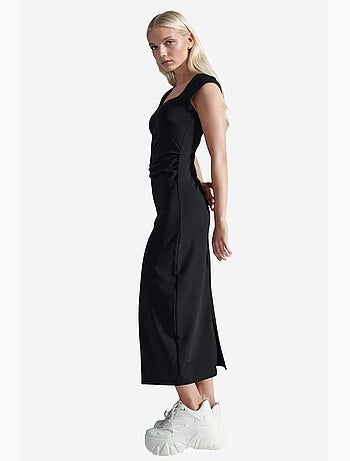 Robe midi drapée sans manches busem