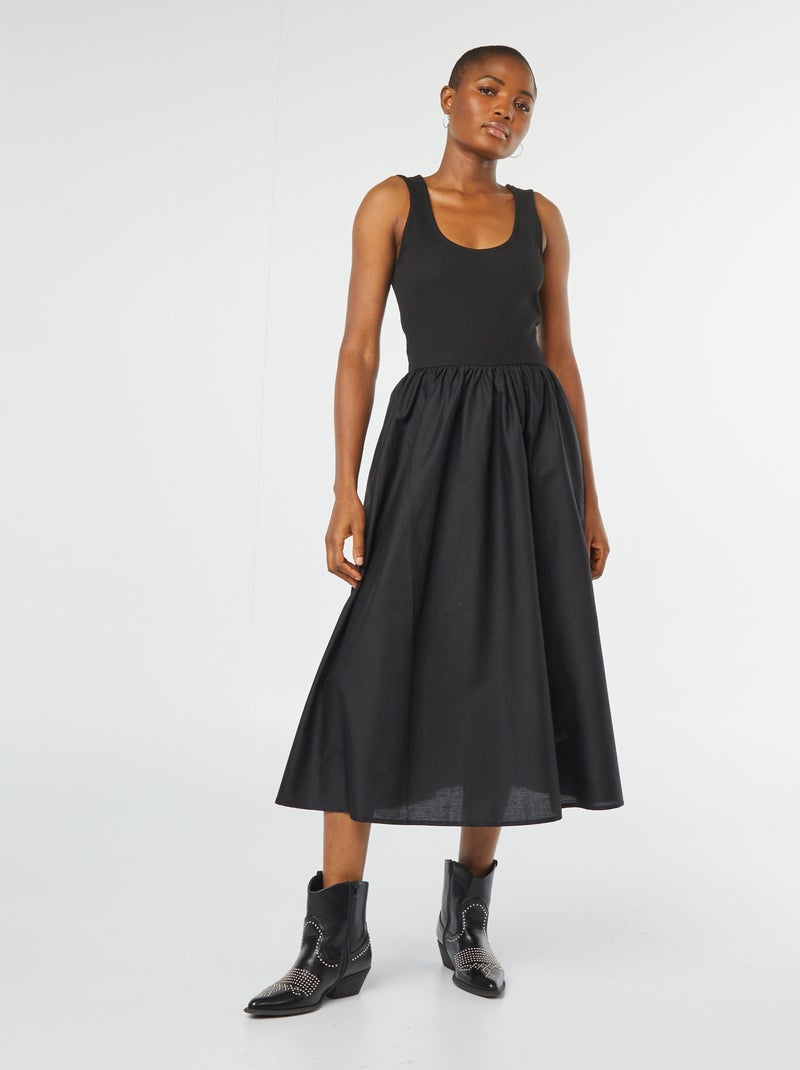 Robe midi  effet 2 en 1 Noir - Kiabi