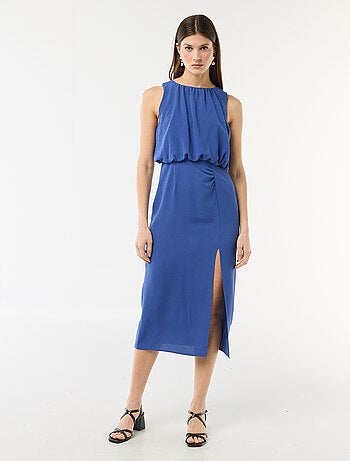 Robe midi effet drapé sans manches