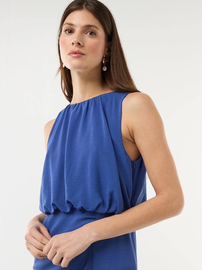 Robe midi effet drapé sans manches Bleu - Kiabi