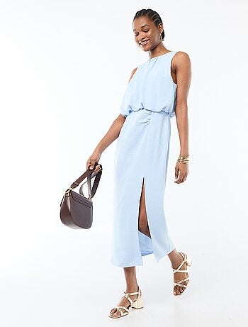 Robe midi effet drapé sans manches