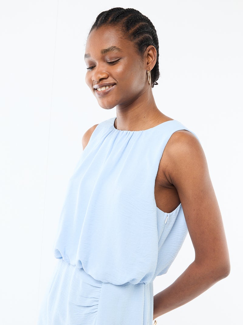 Robe midi effet drapé sans manches Bleu - Kiabi