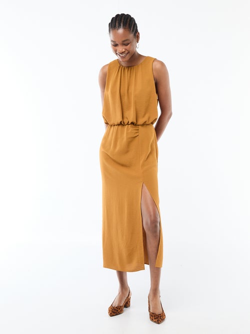 Robe midi effet drapé sans manches - Kiabi