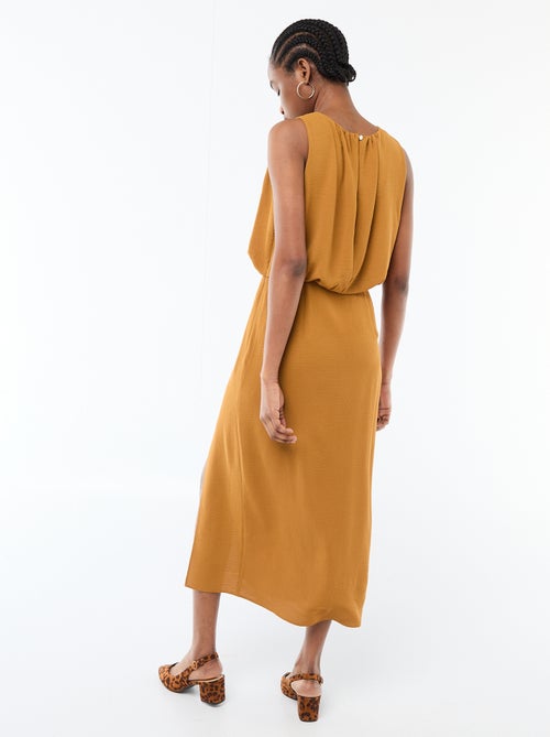 Robe midi effet drapé sans manches - Kiabi