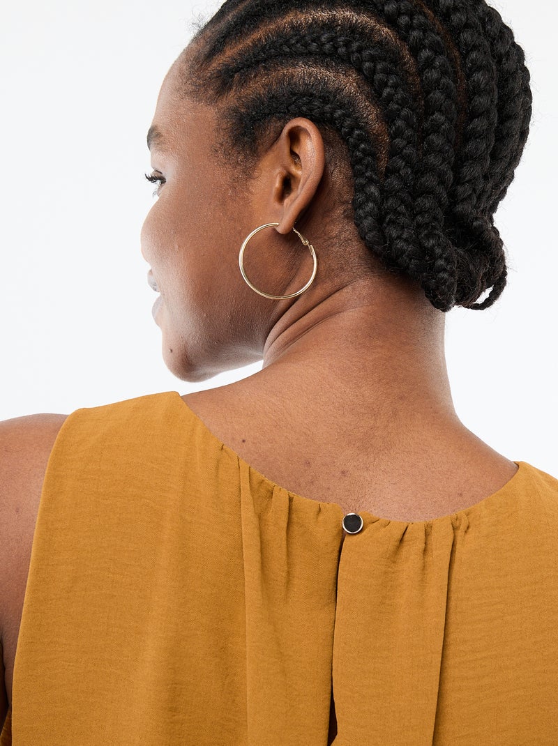Robe midi effet drapé sans manches Marron - Kiabi
