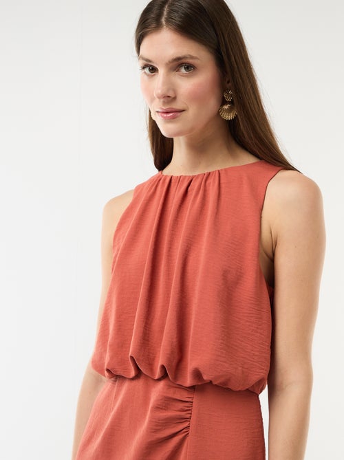 Robe midi effet drapé sans manches - Kiabi