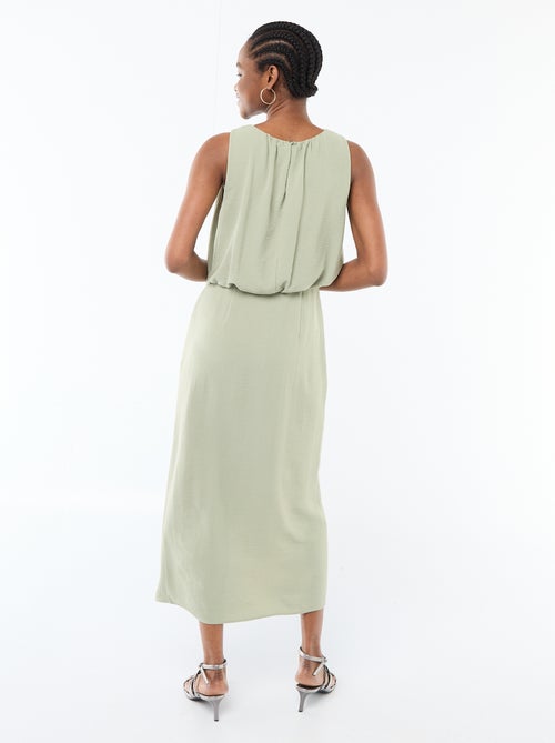 Robe midi effet drapé sans manches - Kiabi