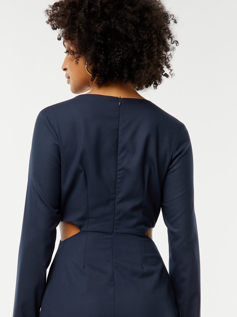 Tunique Caftan MISTRAL Taille 12 – Bleu à Fleurs – Manches Longues – Occasion Très Bon état