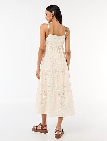 Robe midi en broderie anglaise avec bretelles réglables
