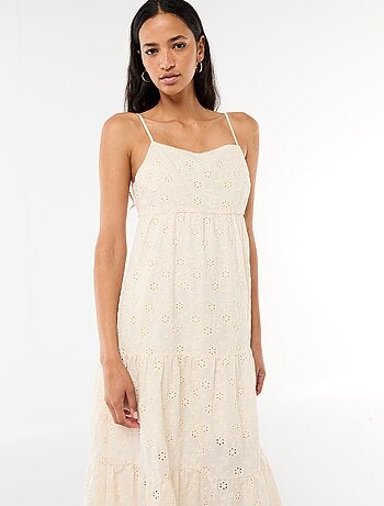 Robe midi en broderie anglaise avec bretelles réglables