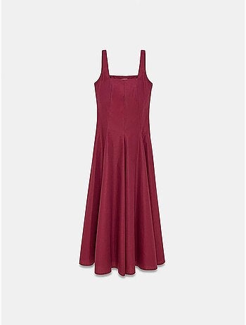 Robe midi en coton, coupe trapèze dilvin
