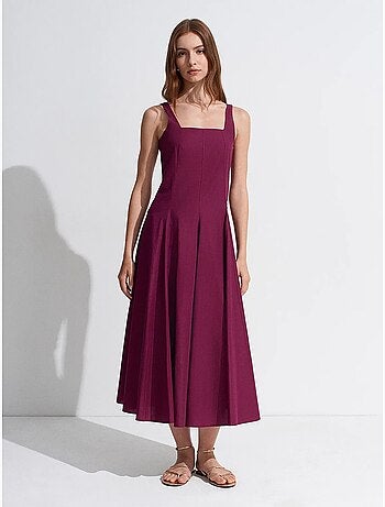Robe midi en coton, coupe trapèze dilvin