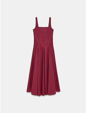 Robe midi en coton, coupe trapèze dilvin