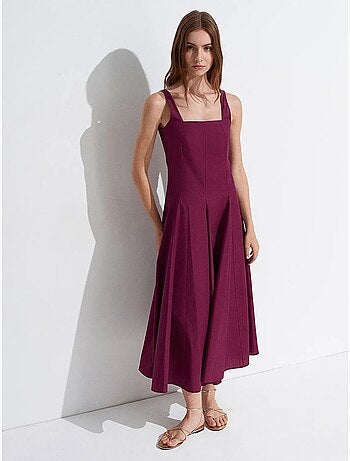 Robe midi en coton, coupe trapèze dilvin