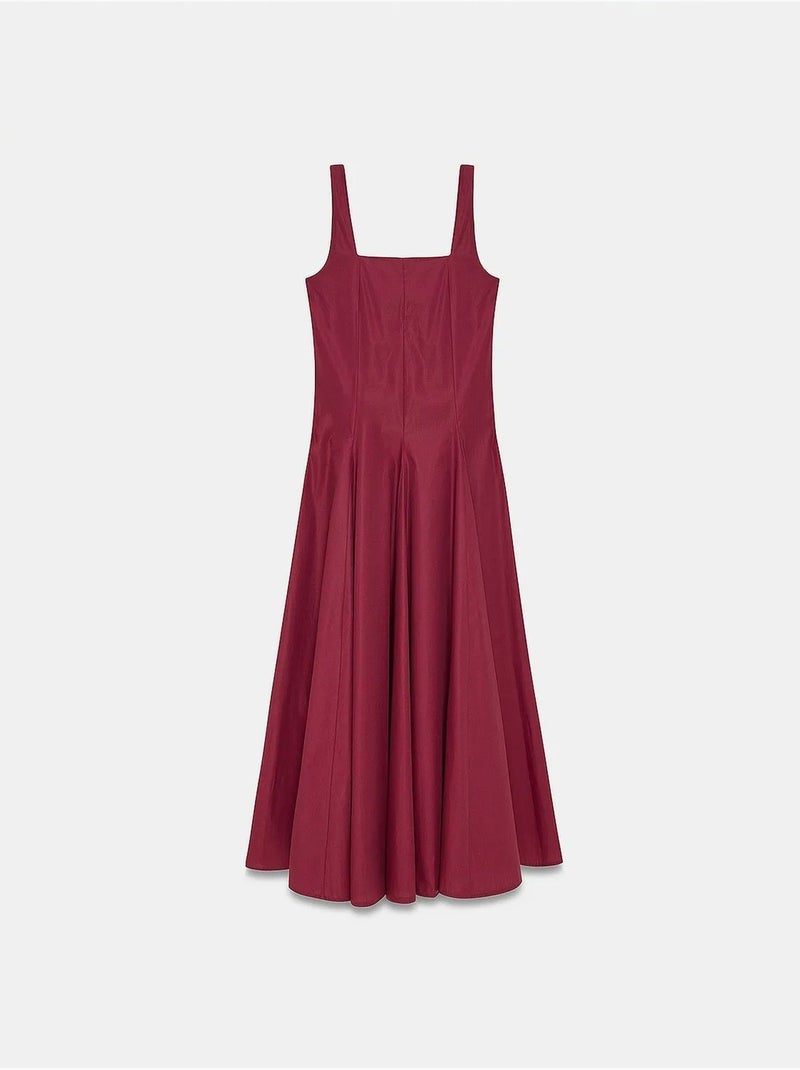 Robe midi en coton, coupe trapèze dilvin Rouge bordeaux - Kiabi