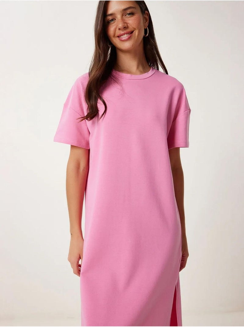 Robe midi en coton fendue istanbul Rose pâle - Kiabi