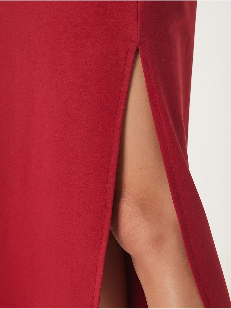 Robe midi en coton fendue istanbul Rouge bordeaux - Kiabi