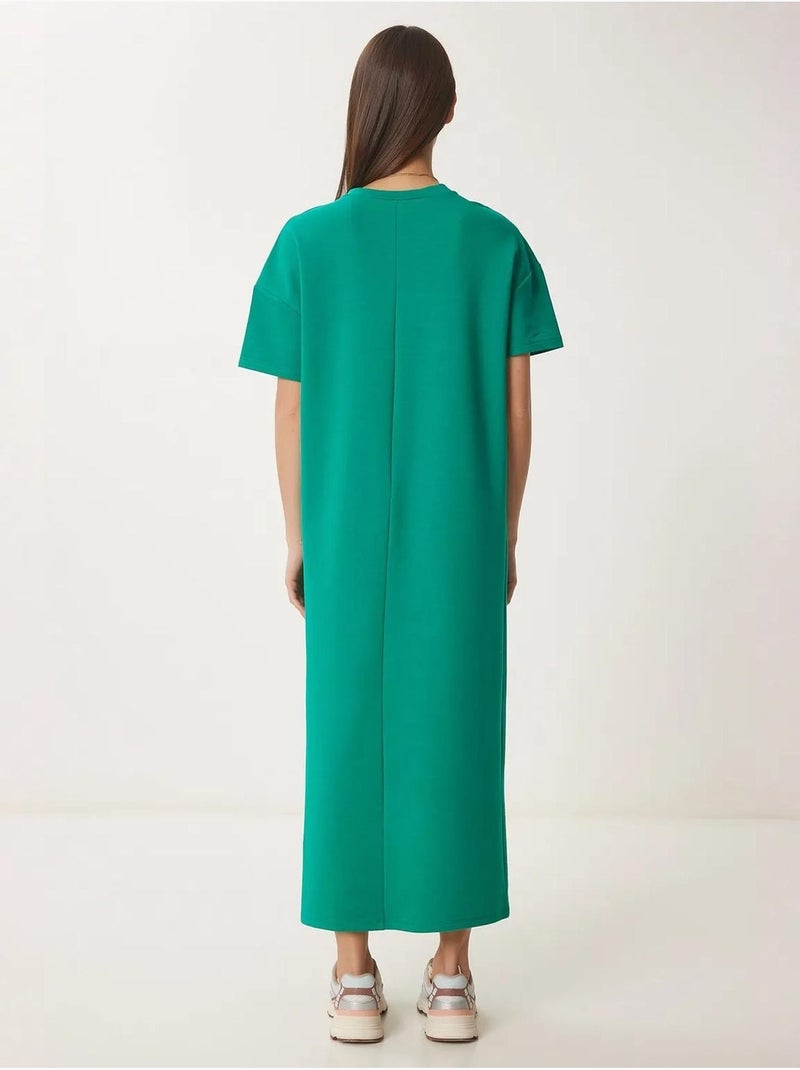 Robe midi en coton fendue istanbul Vert tilleul - Kiabi