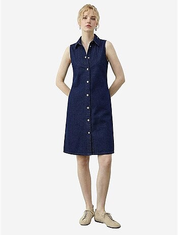 Robe midi en denim avec col chemise et poche lucci