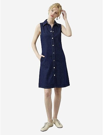 Robe midi en denim avec col chemise et poche lucci