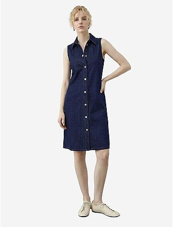 Robe midi en denim avec col chemise et poche lucci