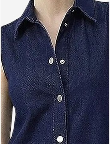 Robe midi en denim avec col chemise et poche lucci