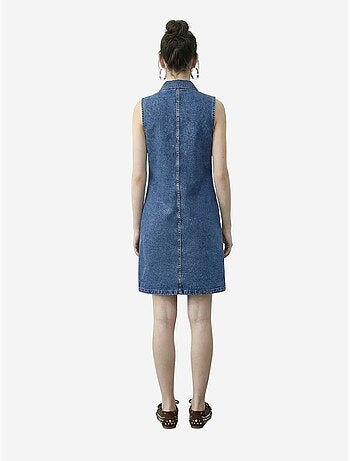 Robe midi en denim avec col chemise et poche lucci