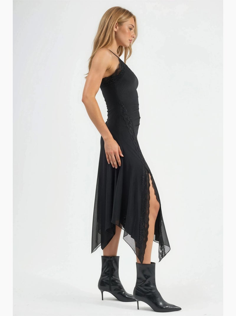 Robe midi en dentelle à col en v hiccup Noir - Kiabi