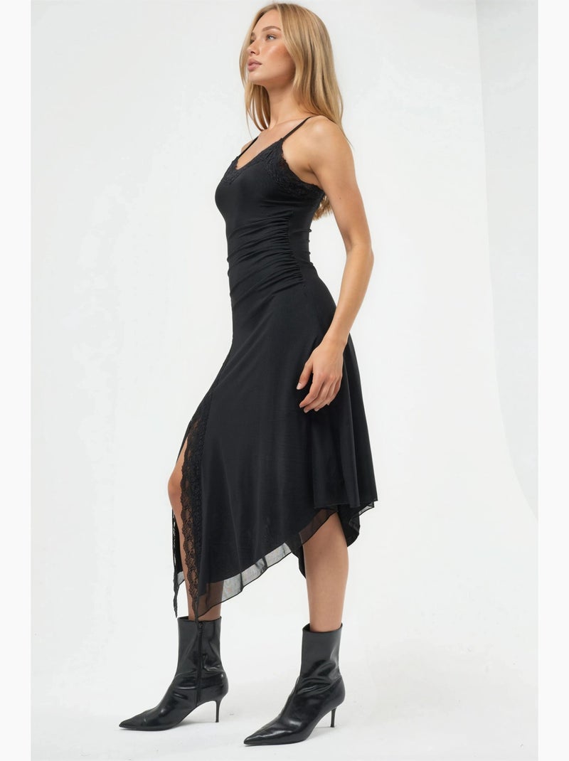Robe midi en dentelle à col en v hiccup Noir - Kiabi