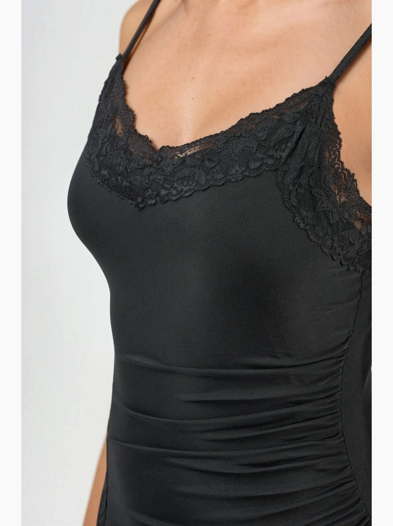 Robe midi en dentelle à col en v hiccup Noir - Kiabi