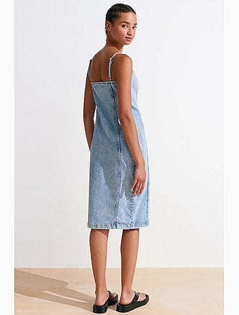 Robe midi en jean ajustée col carré dilvin