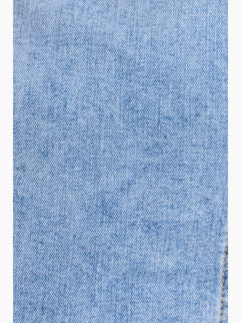 Robe midi en jean ajustée col carré dilvin Bleu clair - Kiabi