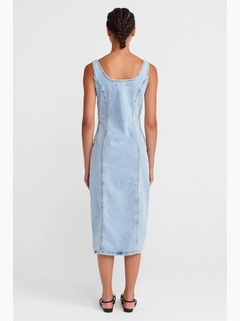 Robe midi en jean ajustée dilvin Bleu clair - Kiabi