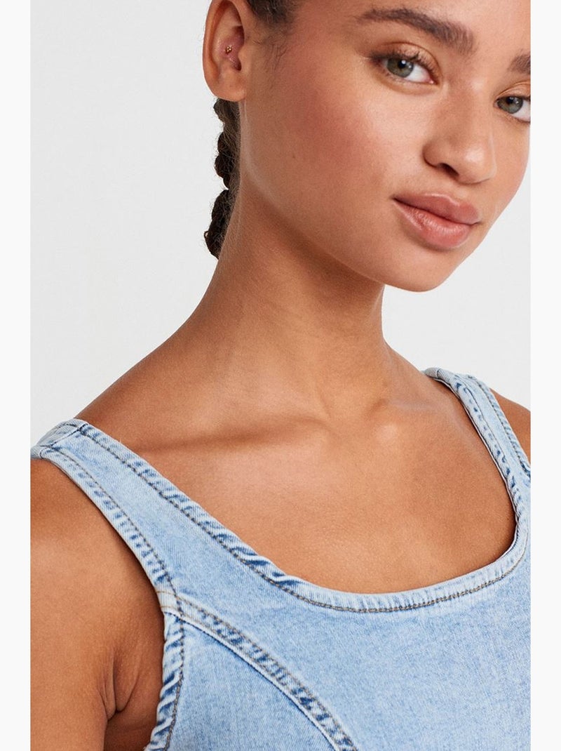 Robe midi en jean ajustée dilvin Bleu clair - Kiabi