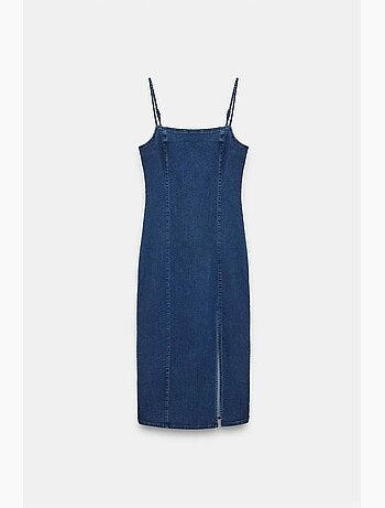 Robe midi en jean ajustée sans manches dilvin